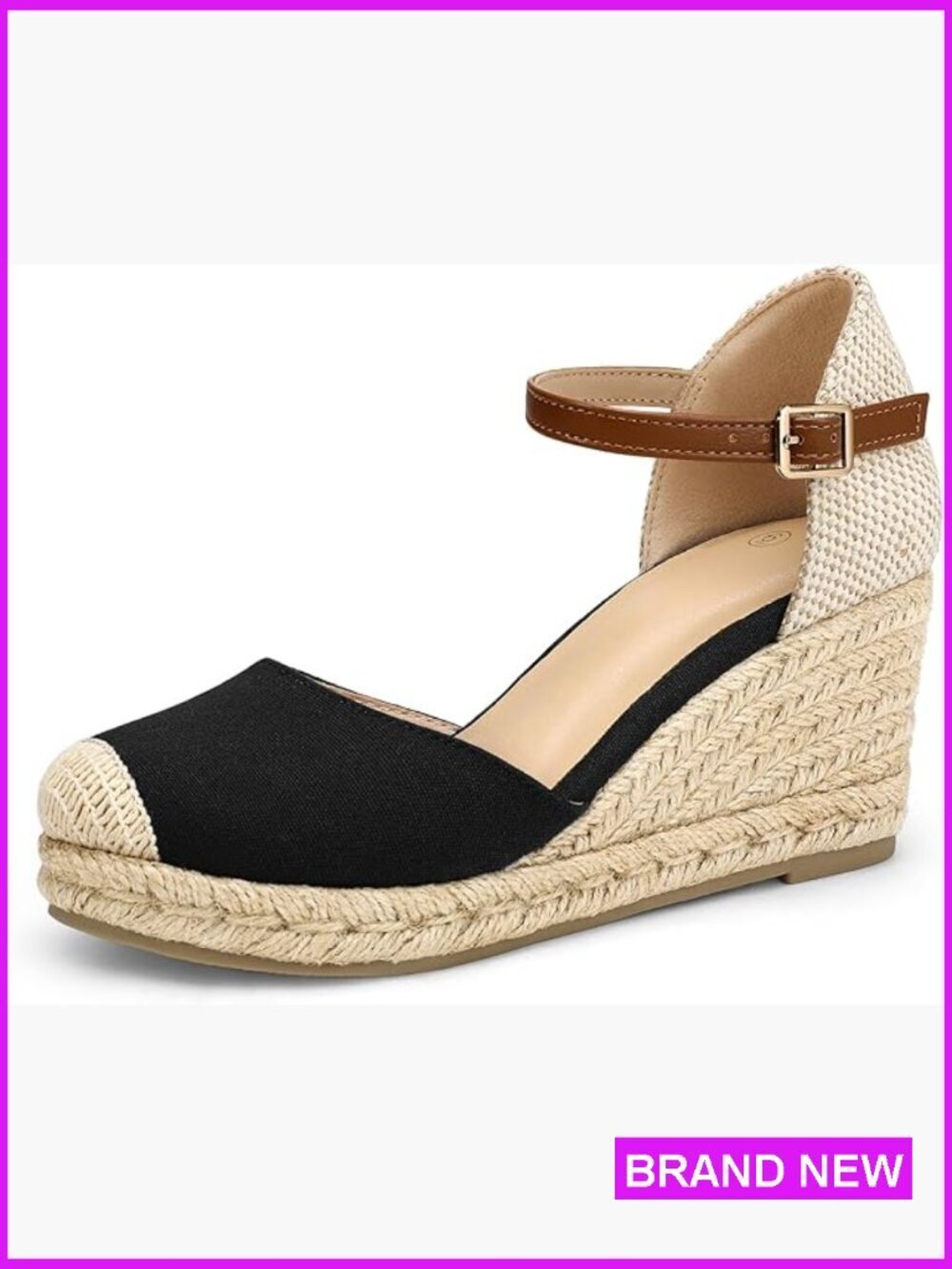 Women's Platform Espadrille Wedge Sandals Closed Toe Buckle Ankle Strap